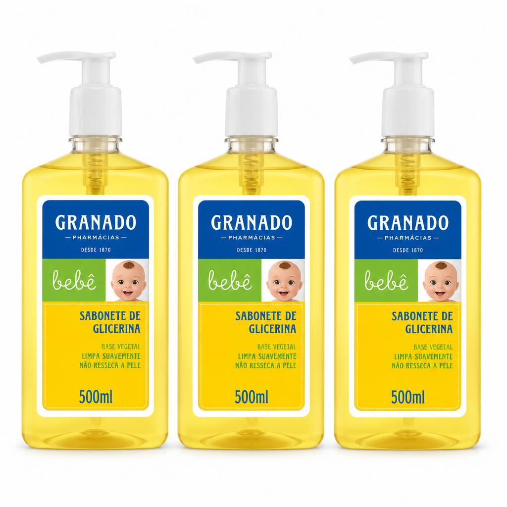 Kit 3 Frascos — Sabonete Líquido de Glicerina Granado Bebê 500ml
